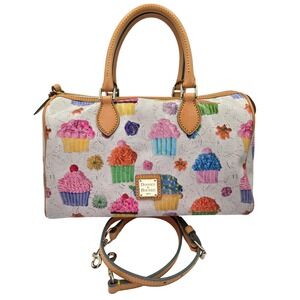 Dooney &‎ Bourke Cupcake Satchel Bag Multicolor Leather Trim Crossbody Strap